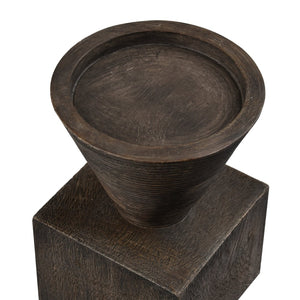 Atlas Disa Candleholder - Modern Brutalist Design with Wood-Textured Finish for Pillar or Taper Candles Small AC11249-01