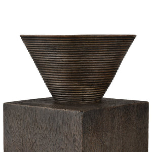Atlas Disa Candleholder - Modern Brutalist Design with Wood-Textured Finish for Pillar or Taper Candles Large AC11249-02
