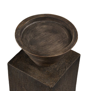 Atlas Disa Candleholder - Modern Brutalist Design with Wood-Textured Finish for Pillar or Taper Candles Large AC11249-02