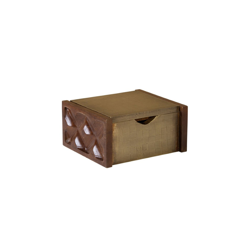 Atlas Dorsey Box - Chic Small Storage in Aged Brass & Walnut Wood, Perfect for Organizing Essentials Stylishly AC11255-01