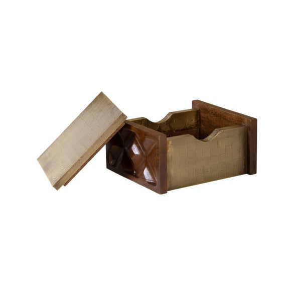 Atlas Dorsey Box - Chic Small Storage in Aged Brass & Walnut Wood, Perfect for Organizing Essentials Stylishly AC11255-01