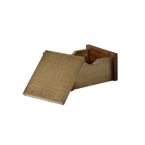 Atlas Dorsey Box - Chic Small Storage in Aged Brass & Walnut Wood, Perfect for Organizing Essentials Stylishly AC11255-01