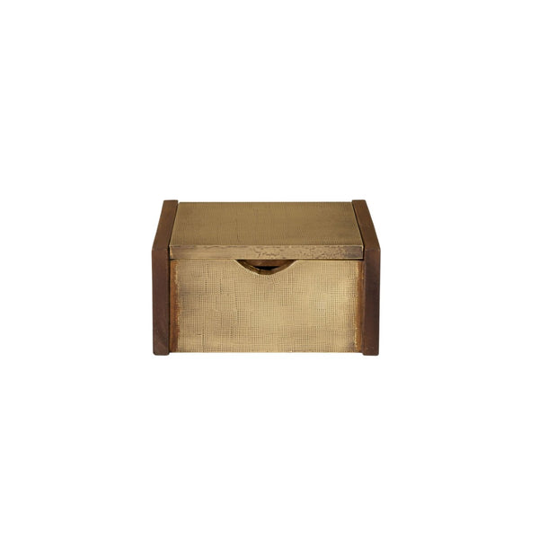 Atlas Dorsey Box - Chic Small Storage in Aged Brass & Walnut Wood, Perfect for Organizing Essentials Stylishly AC11255-01