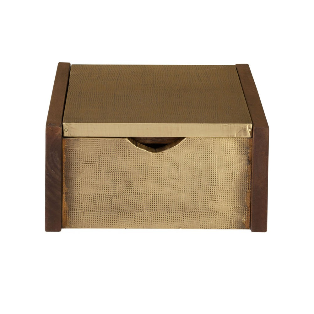 Atlas Dorsey Box - Elegant Walnut Storage Solution with Brass Accents and Hand-Carved Diamond Design AC11255-02