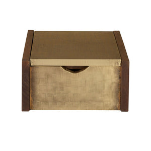 Atlas Dorsey Box - Elegant Walnut Storage Solution with Brass Accents and Hand-Carved Diamond Design AC11255-02