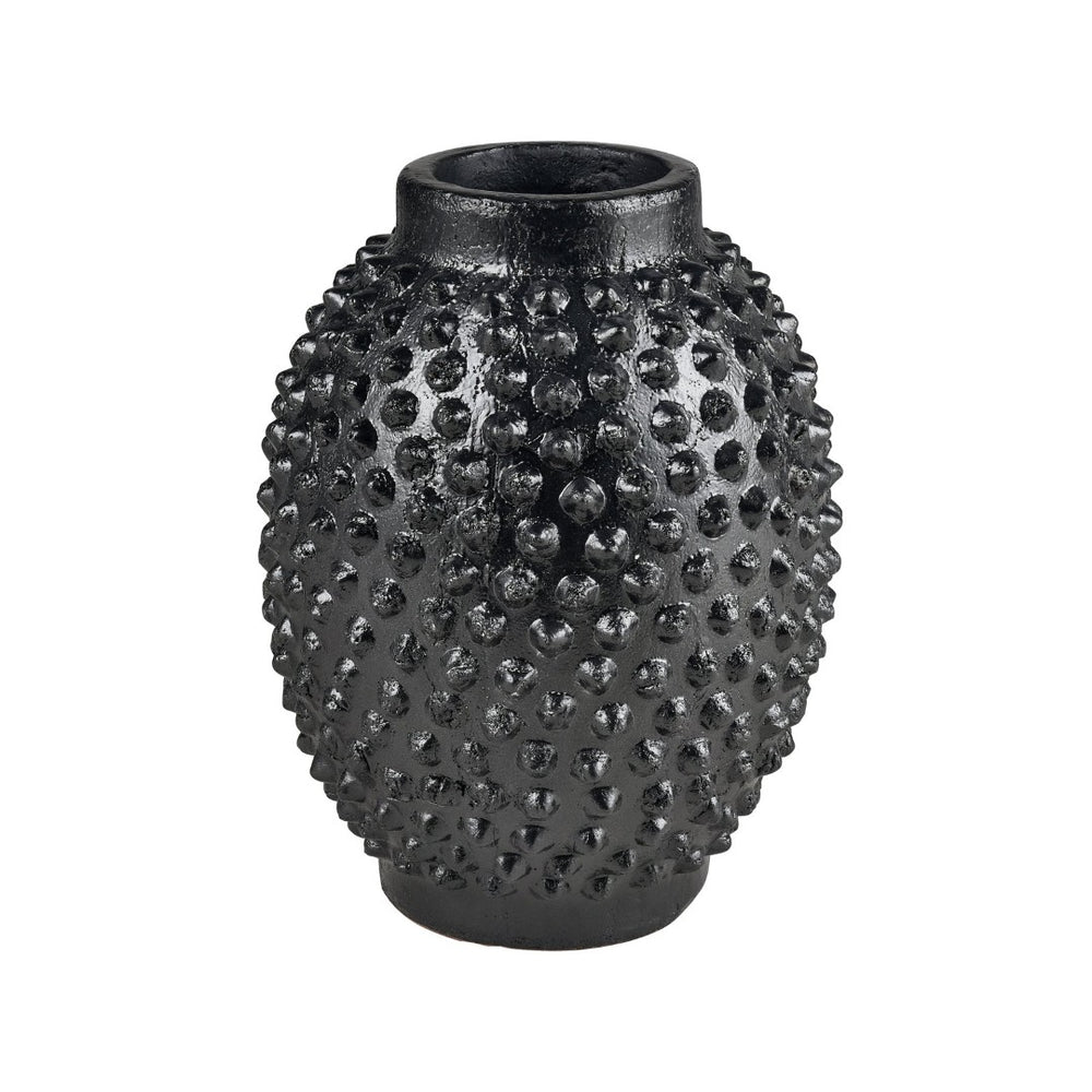 Atlas Dorus Vase - Elegant Sculptural Decor for Modern Interiors, Textured Earthenware Accent Piece Large Black AC11256-02