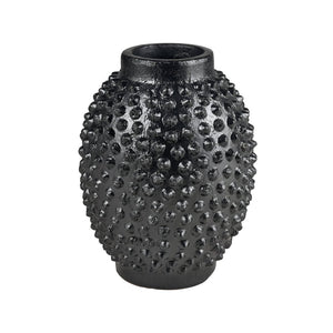 Atlas Dorus Vase - Elegant Sculptural Decor for Modern Interiors, Textured Earthenware Accent Piece Large Black AC11256-02