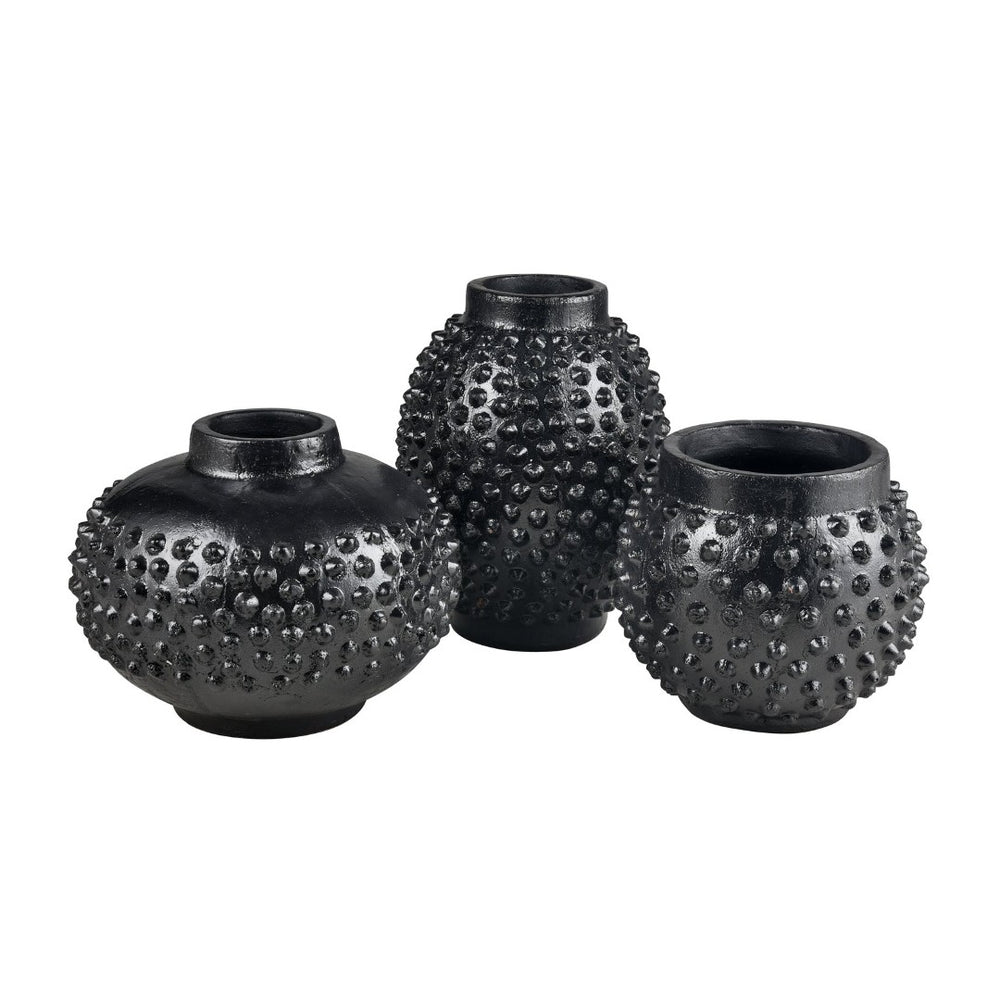 Atlas Dorus Vase - Elegant Sculptural Decor for Modern Interiors, Textured Earthenware Accent Piece Large Black AC11256-02