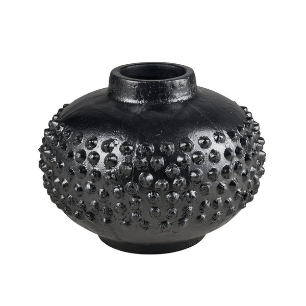 Atlas Dorus Vase - Elegant Sculptural Decor for Modern Interiors, Textured Earthenware Accent Piece Medium Black AC11257-02