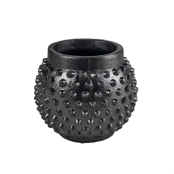 Atlas Dorus Vase - Elegant Sculptural Decor for Modern Interiors, Textured Earthenware Accent Piece Small Black AC11258-02
