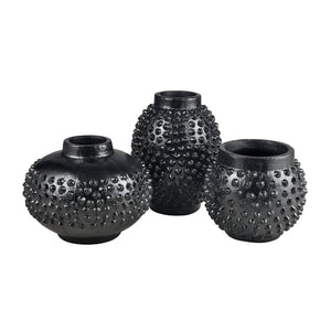 Atlas Dorus Vase - Elegant Sculptural Decor for Modern Interiors, Textured Earthenware Accent Piece Small Black AC11258-02