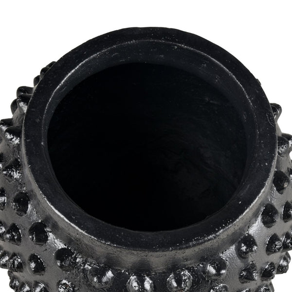 Atlas Dorus Vase - Elegant Sculptural Decor for Modern Interiors, Textured Earthenware Accent Piece Small Black AC11258-02