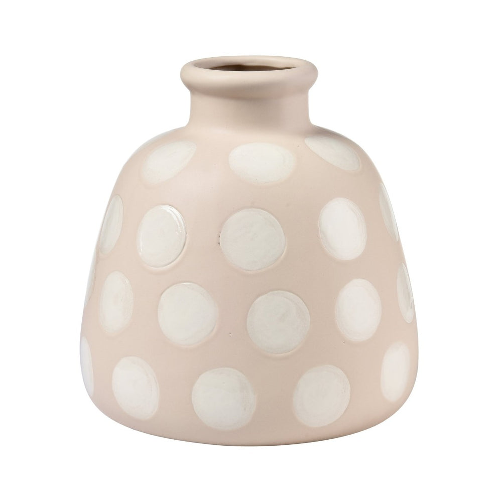 Atlas Dottie Decorative Earthenware Bottle – Artisanal Matte Taupe with Glossy Cream Dots for Stylish Interiors Large Taupe AC11260-01