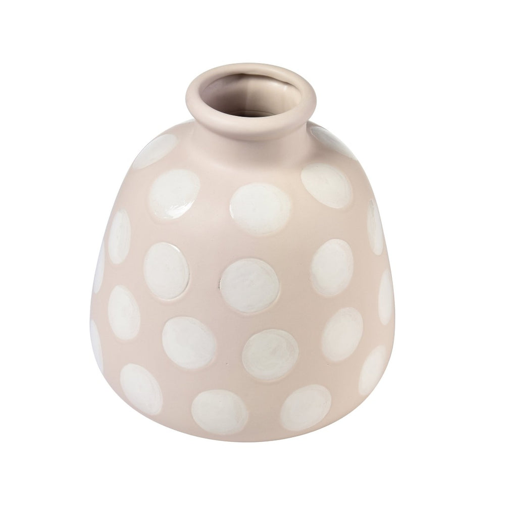 Atlas Dottie Decorative Earthenware Bottle – Artisanal Matte Taupe with Glossy Cream Dots for Stylish Interiors Large Taupe AC11260-01