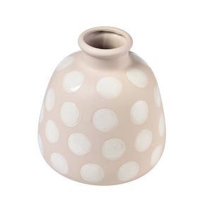 Atlas Dottie Decorative Earthenware Bottle – Artisanal Matte Taupe with Glossy Cream Dots for Stylish Interiors Large Taupe AC11260-01