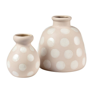 Atlas Dottie Decorative Earthenware Bottle – Artisanal Matte Taupe with Glossy Cream Dots for Stylish Interiors Large Taupe AC11260-01