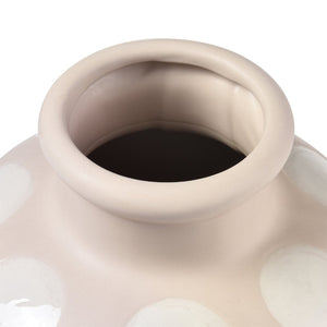 Atlas Dottie Decorative Earthenware Bottle – Artisanal Matte Taupe with Glossy Cream Dots for Stylish Interiors Large Taupe AC11260-01