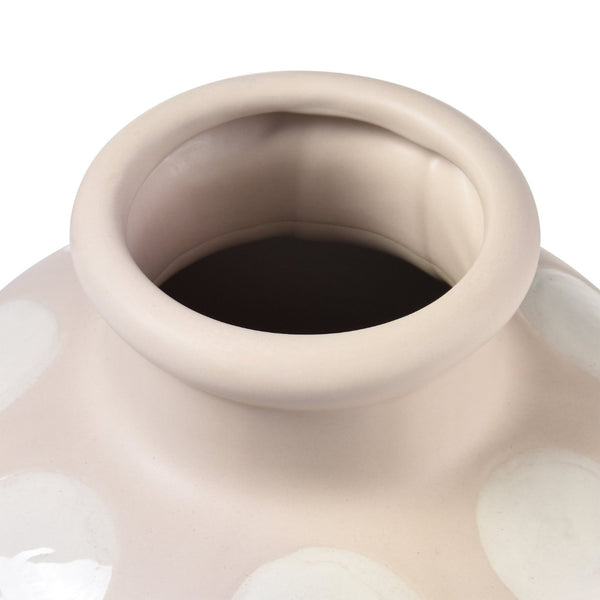 Atlas Dottie Decorative Earthenware Bottle – Artisanal Matte Taupe with Glossy Cream Dots for Stylish Interiors Large Taupe AC11260-01