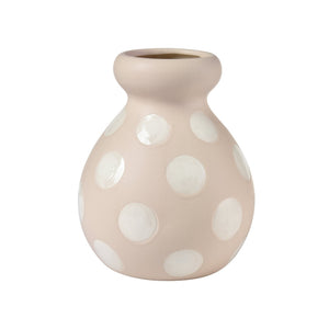 Atlas Dottie Decorative Earthenware Bottle – Artisanal Matte Taupe with Glossy Cream Dots for Stylish Interiors Small Taupe AC11261-01