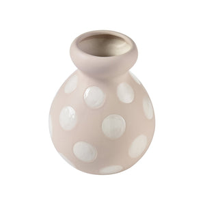 Atlas Dottie Decorative Earthenware Bottle – Artisanal Matte Taupe with Glossy Cream Dots for Stylish Interiors Small Taupe AC11261-01