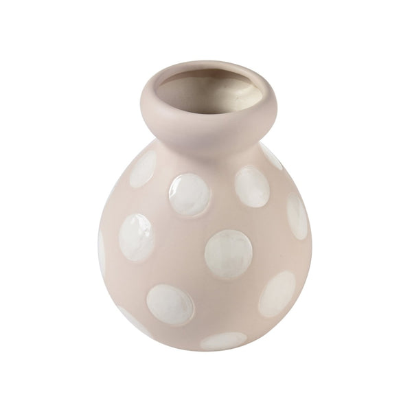 Atlas Dottie Decorative Earthenware Bottle – Artisanal Matte Taupe with Glossy Cream Dots for Stylish Interiors Small Taupe AC11261-01