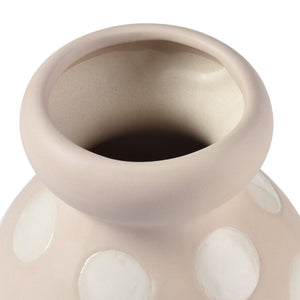 Atlas Dottie Decorative Earthenware Bottle – Artisanal Matte Taupe with Glossy Cream Dots for Stylish Interiors Small Taupe AC11261-01