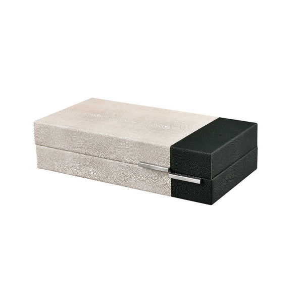 Atlas Dove Box - Chic Faux Shagreen Storage Solution with Modern Two-Tone Design for Stylish Organization Small AC11262-01