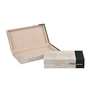 Atlas Dove Box - Chic Faux Shagreen Storage Solution with Modern Two-Tone Design for Stylish Organization Small AC11262-01