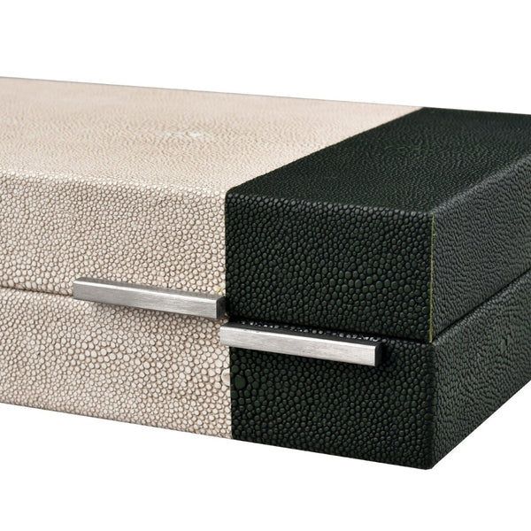 Atlas Dove Box - Chic Faux Shagreen Storage Solution with Modern Two-Tone Design for Stylish Organization Small AC11262-01