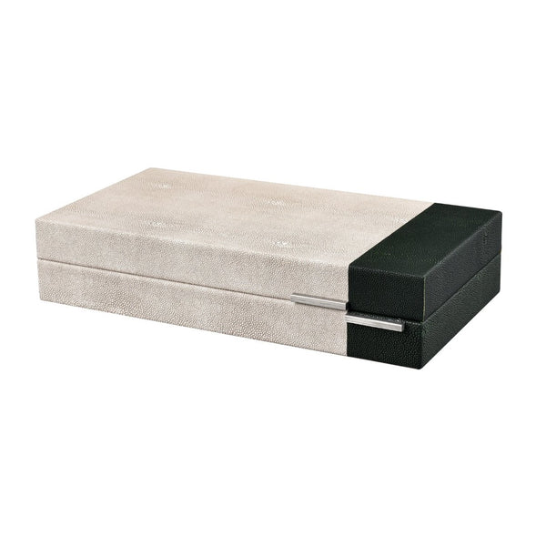Atlas Dove Box - Chic Faux Shagreen Storage Solution with Modern Two-Tone Design for Stylish Organization Large AC11262-02