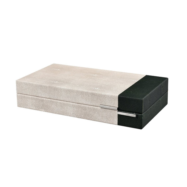 Atlas Dove Box - Chic Faux Shagreen Storage Solution with Modern Two-Tone Design for Stylish Organization Large AC11262-02