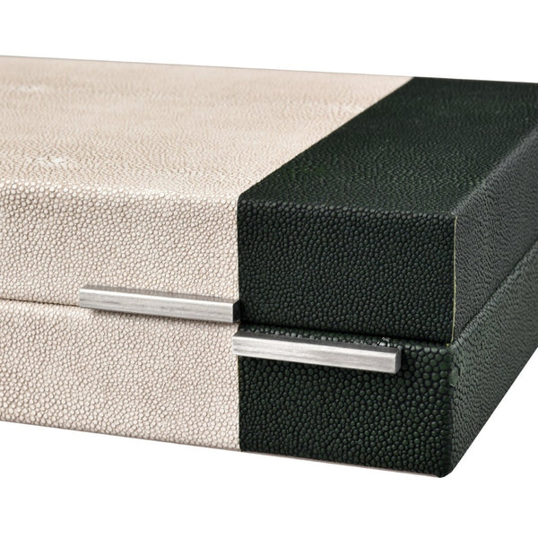 Atlas Dove Box - Chic Faux Shagreen Storage Solution with Modern Two-Tone Design for Stylish Organization Large AC11262-02