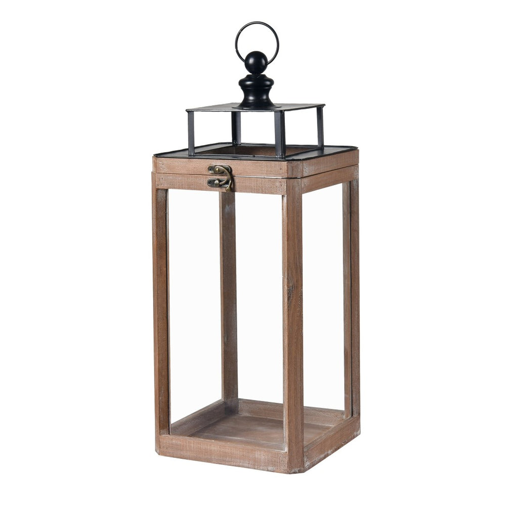 Atlas Dowd Lantern Set of 2 – Rustic Wooden Lanterns for Indoor & Outdoor Ambient Lighting Decor AC11264-01S