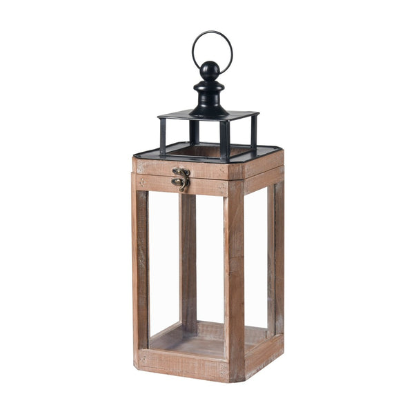 Atlas Dowd Lantern Set of 2 – Rustic Wooden Lanterns for Indoor & Outdoor Ambient Lighting Decor AC11264-01S