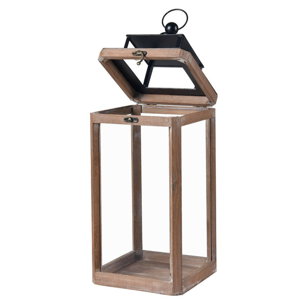 Atlas Dowd Lantern Set of 2 – Rustic Wooden Lanterns for Indoor & Outdoor Ambient Lighting Decor AC11264-01S