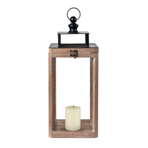 Atlas Dowd Lantern Set of 2 – Rustic Wooden Lanterns for Indoor & Outdoor Ambient Lighting Decor AC11264-01S