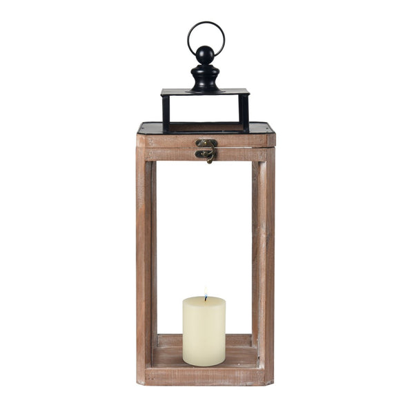 Atlas Dowd Lantern Set of 2 – Rustic Wooden Lanterns for Indoor & Outdoor Ambient Lighting Decor AC11264-01S