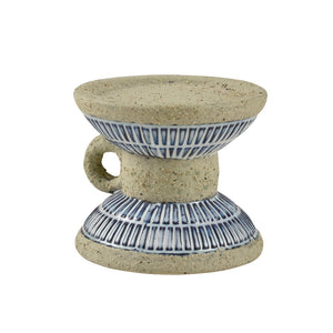 Atlas Doyle Candleholder - Mediterranean Charm with Glossy White Glaze and Blue Motif for Elegant Decor AC11265-01