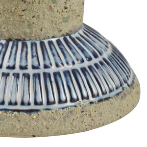 Atlas Doyle Candleholder - Mediterranean Charm with Glossy White Glaze and Blue Motif for Elegant Decor AC11265-01