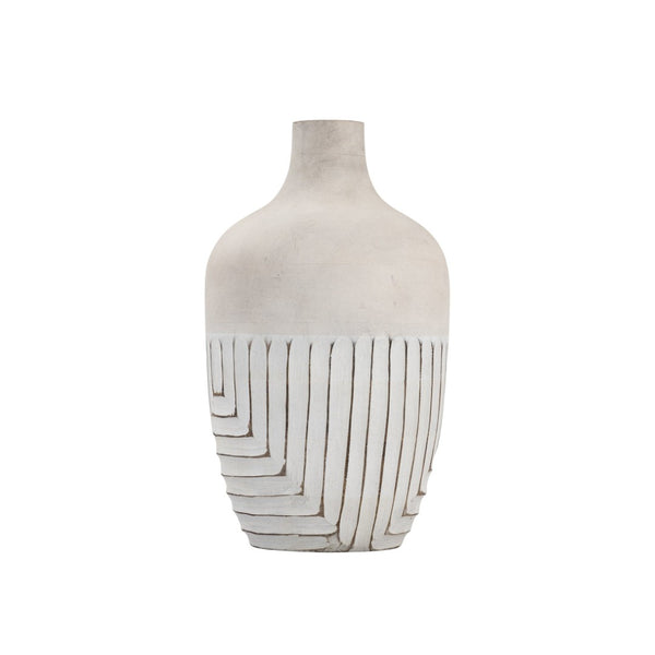 Atlas Drake Vase - Sculptural Wooden Centerpiece with Antique Carving for Modern Decor & Dried Botanicals AC11266-01