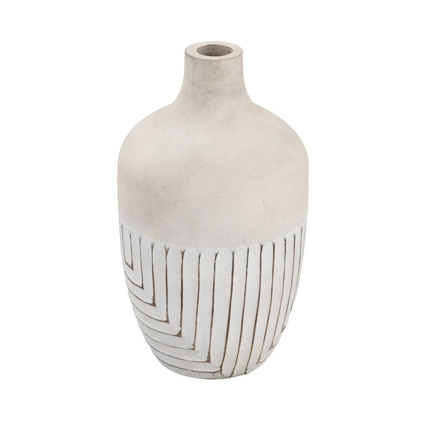 Atlas Drake Vase - Sculptural Wooden Centerpiece with Antique Carving for Modern Decor & Dried Botanicals AC11266-01