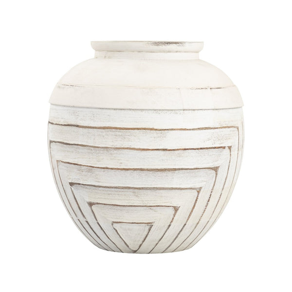 Atlas Drake Vase - Hand-Finished Wooden Accent with Geometric Detail for Modern and Farmhouse Decor AC11267-01