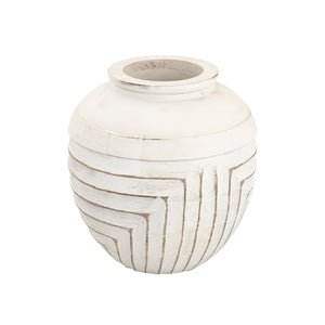 Atlas Drake Vase - Hand-Finished Wooden Accent with Geometric Detail for Modern and Farmhouse Decor AC11267-01