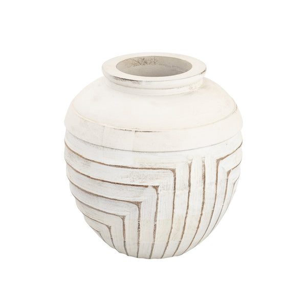 Atlas Drake Vase - Hand-Finished Wooden Accent with Geometric Detail for Modern and Farmhouse Decor AC11267-01