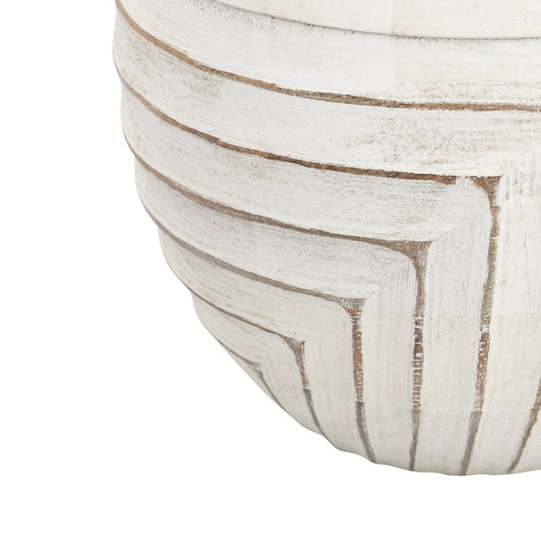 Atlas Drake Vase - Hand-Finished Wooden Accent with Geometric Detail for Modern and Farmhouse Decor AC11267-01