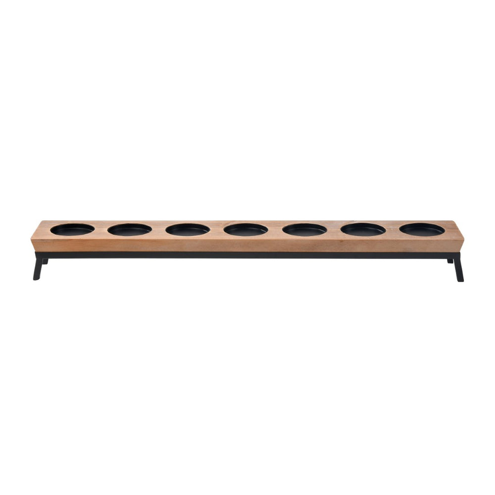 Atlas Drew Candleholder Centerpiece - Rustic Wooden Base with Metal Accents for Elegant Ambiance AC11268-01