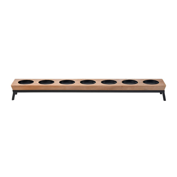 Atlas Drew Candleholder Centerpiece - Rustic Wooden Base with Metal Accents for Elegant Ambiance AC11268-01