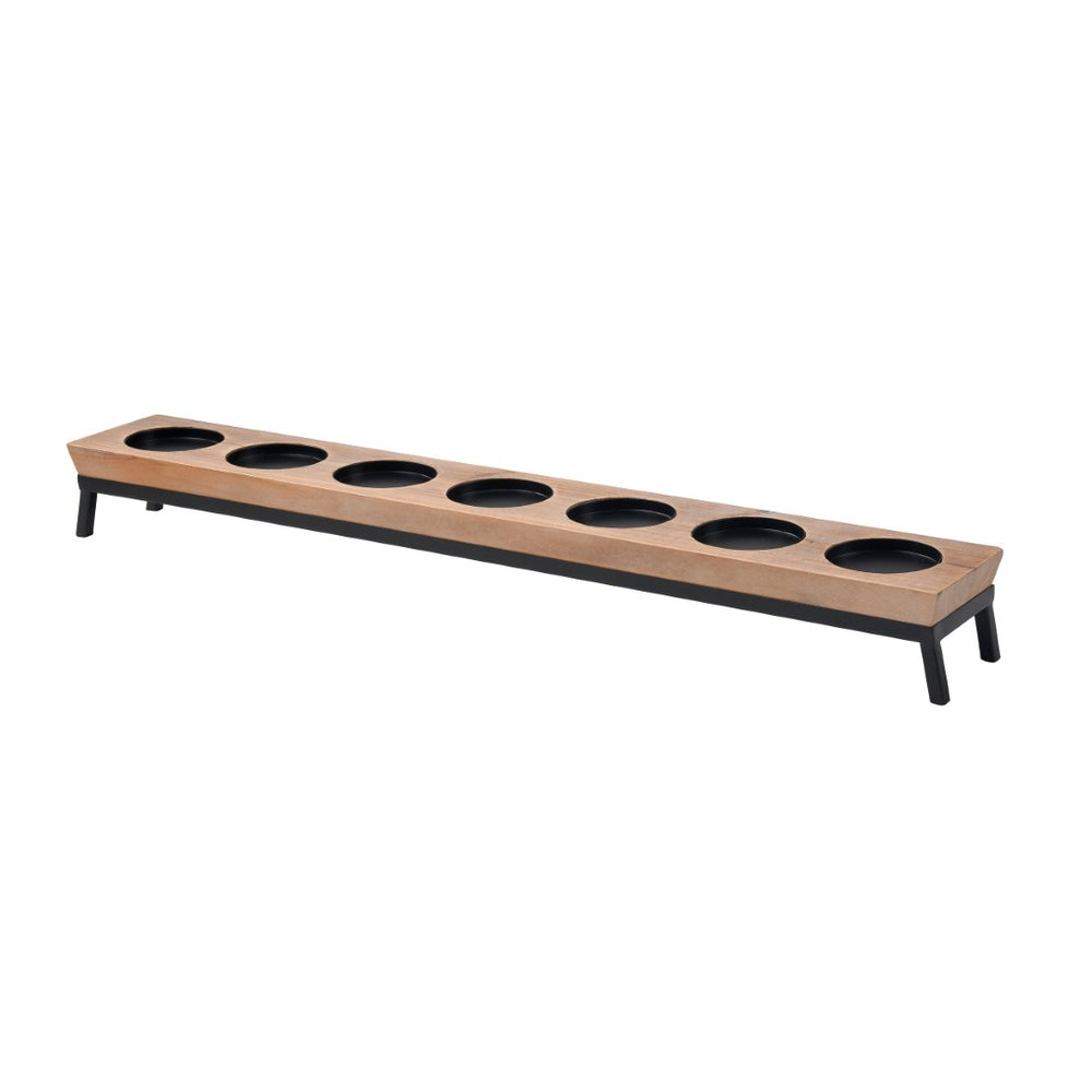 Atlas Drew Candleholder Centerpiece - Rustic Wooden Base with Metal Accents for Elegant Ambiance AC11268-01