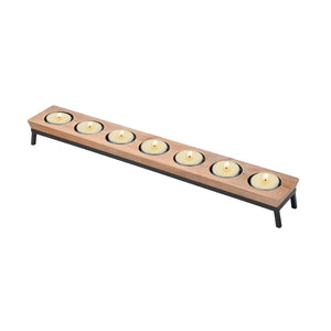 Atlas Drew Candleholder Centerpiece - Rustic Wooden Base with Metal Accents for Elegant Ambiance AC11268-01