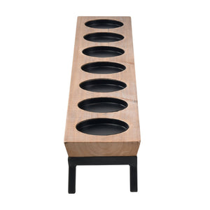 Atlas Drew Candleholder Centerpiece - Rustic Wooden Base with Metal Accents for Elegant Ambiance AC11268-01